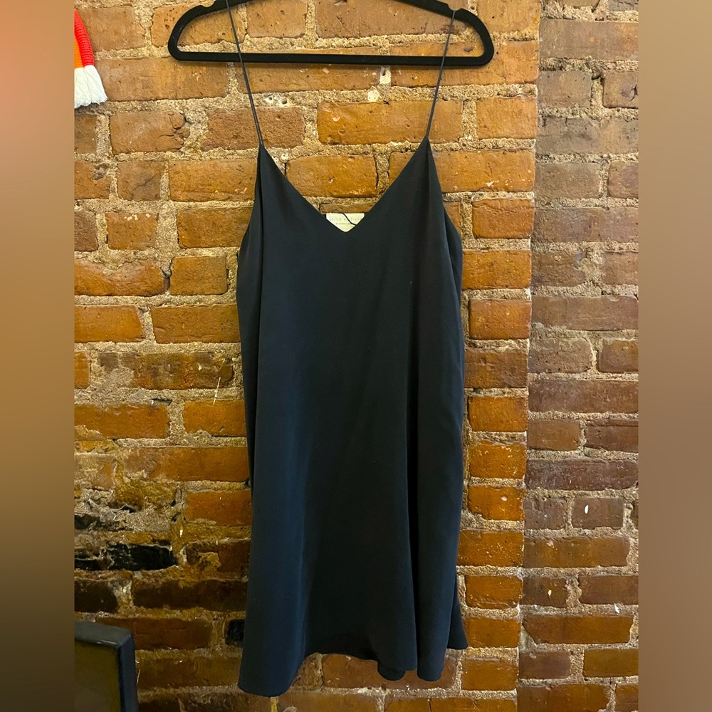 100% silk Alice + Olivia black spaghetti strap slip dress